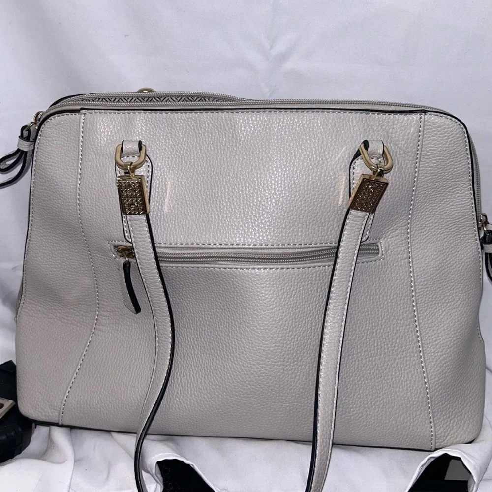 Purse Over the Shoulder Handle Bag Canvas Handbag Zipper Closure Pockets Square